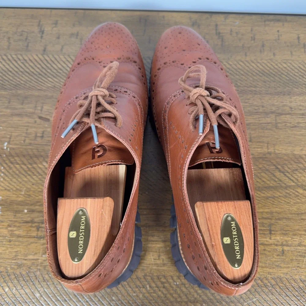Cole Haan Shoes Men 11M Brown British Tan ZEROGRAND Wingtip Oxford Leather Dress Cole Haan Men main image 3